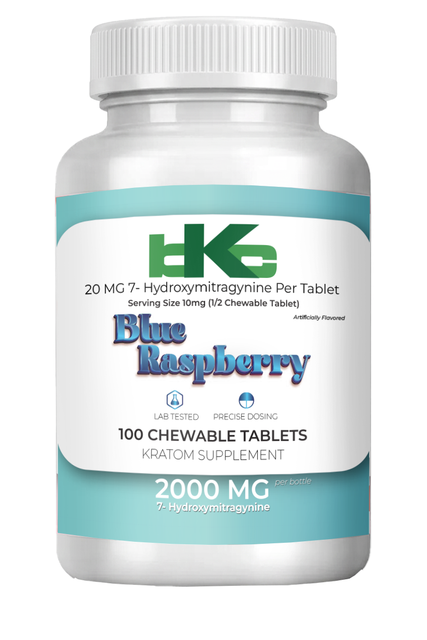 Blue Raspberry 20mg 7-OH Tablets (100 Count Bottles)
