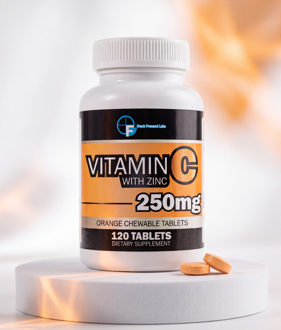 250mg Vitamin C + Zinc Tablets - Orange Chewable Tablets 120 Count